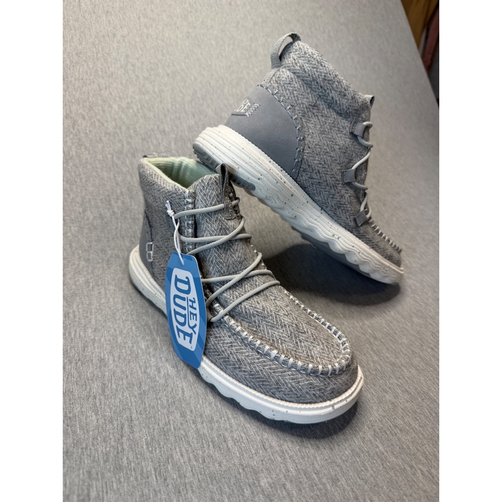 Hey Dude Reyes Heathered Grey Ankle Boots Womens 7 42006-030 Herringbone Mid Top